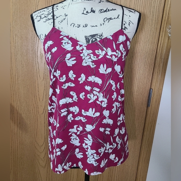 Express Barcelona Cami Keyhole Back Floral Print Spaghetti Strap Tank Top - Picture 1 of 3